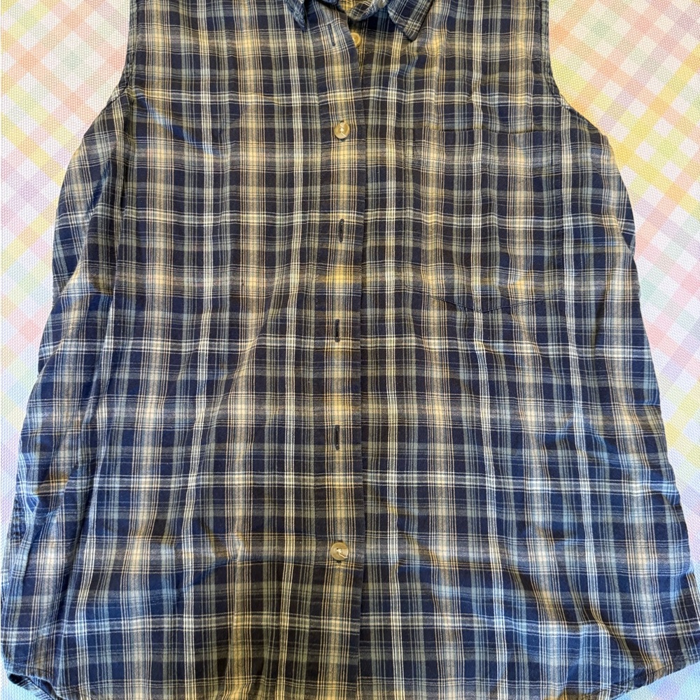 Eddie Bauer Blue and White Plaid Tank Top